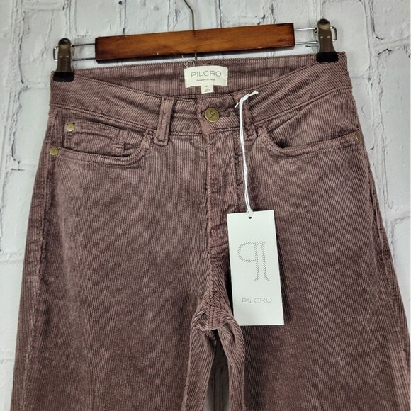 Pilcro Anthropologie The Yaya mink brown mid rise corduroy crop flare pants jean - Picture 7 of 13